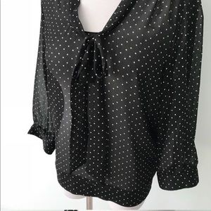 The Limited Black and White Polka Dot Sheer Blouse